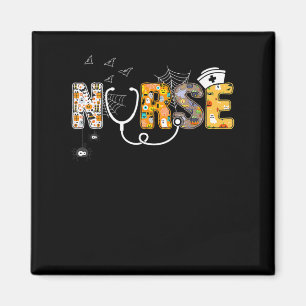 Spider Gift   Halloween Nurse With Pumpkin Spider Magnet