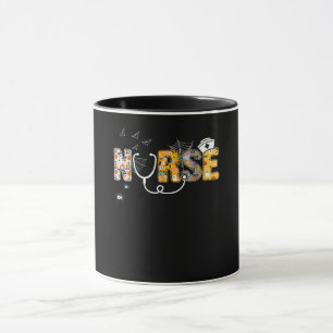 Spider Gift Halloween Nurse With Pumpkin Spider Mug