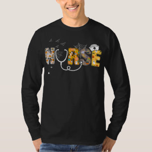 Spider Gift Halloween Nurse With Pumpkin Spider T-Shirt