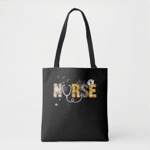Spider Gift Halloween Nurse With Pumpkin Spider Tote Bag