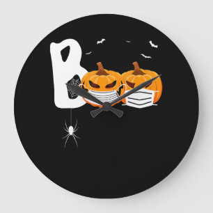 Spider Gift Halloween Pumpkins Wearing Mask Spi Large Clock