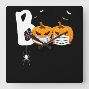 Spider Gift Halloween Pumpkins Wearing Mask Spi Square Wall Clock