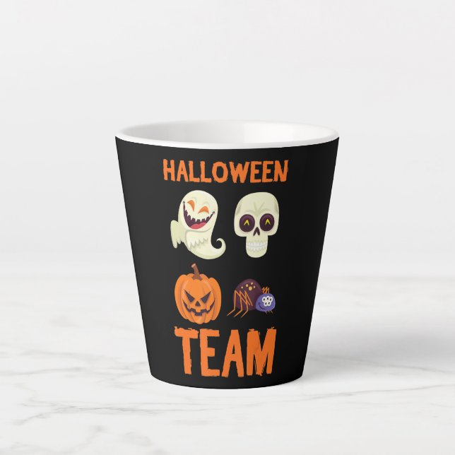 Spider Gift | Halloween Team Pumpkin Ghost Spider Latte Mug (Front)