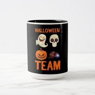 Spider Gift Halloween Team Pumpkin Ghost Spider Two-Tone Coffee Mug