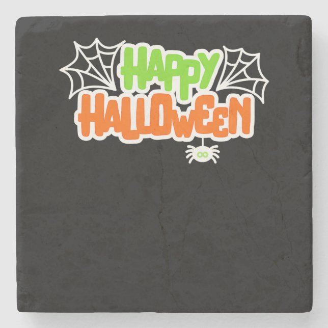 Spider Gift | Happy Halloween Colourful Cute Spide Stone Coaster (Front)