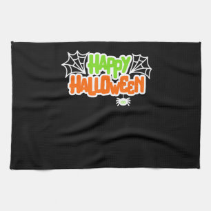 Spider Gift Happy Halloween Colourful Cute Spide Tea Towel
