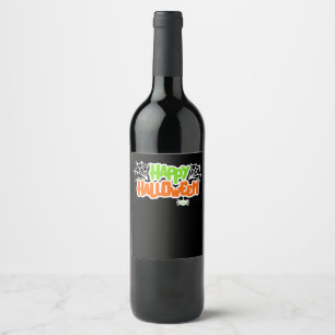 Spider Gift Happy Halloween Colourful Cute Spide Wine Label