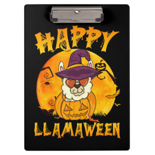 Spider Gift Happy Llamaween Llama Witch Spider Clipboard