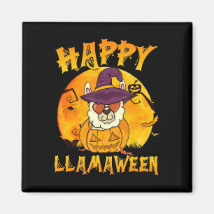 Spider Gift Happy Llamaween Llama Witch Spider Magnet