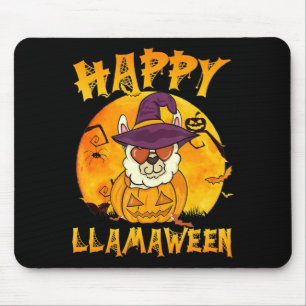 Spider Gift Happy Llamaween Llama Witch Spider Mouse Pad