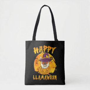 Spider Gift Happy Llamaween Llama Witch Spider Tote Bag