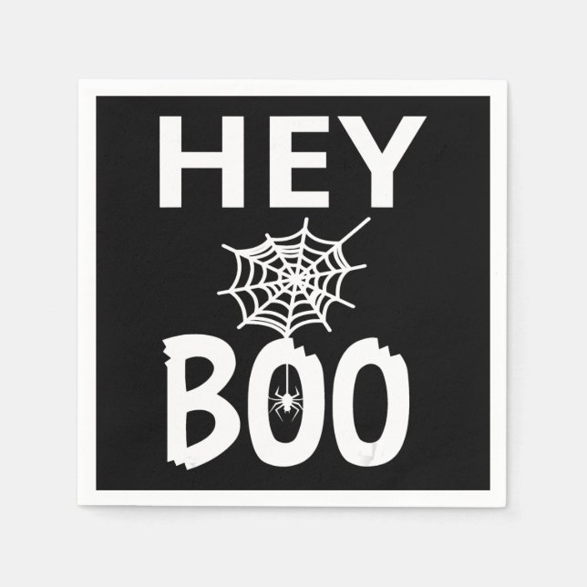 Spider Gift | Hey Boo Halloween Funny Spider Web Napkin (Front)