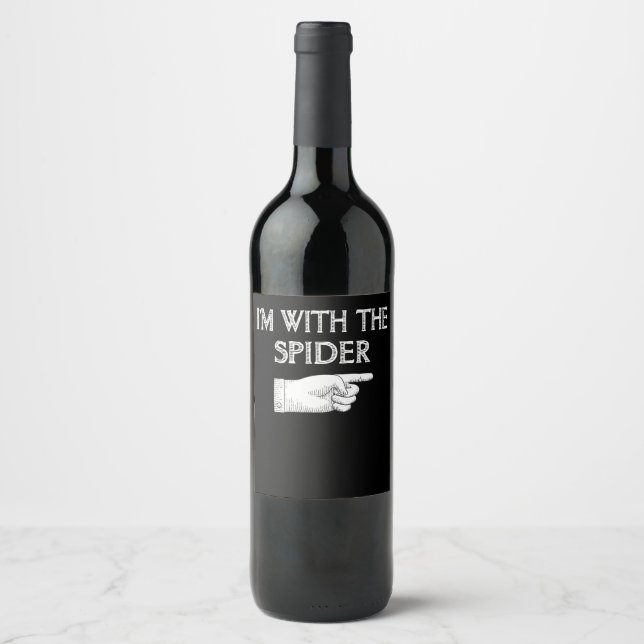 Spider Gift | I'm With The Spider Costume Matching Wine Label (Front)