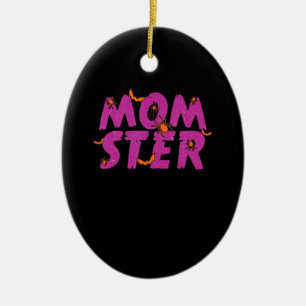 Spider Gift   MOMSTER Spider Net And Bat Halloween Ceramic Ornament