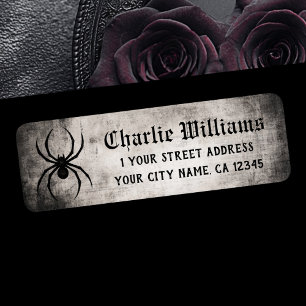 Spider gritty grunge Halloween return address Label