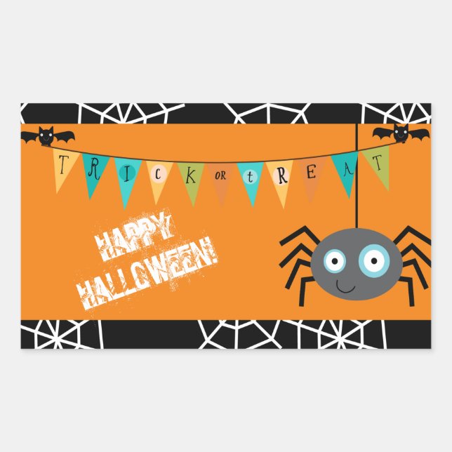 Spider Halloween Kids Rectangular Sticker (Front)
