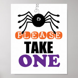 Spider Halloween Please Take One Poster