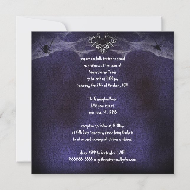 Spider Heart Gothic Vampire Invitation (Front)