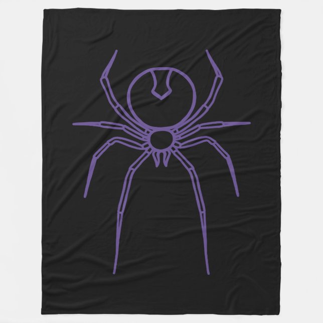 Spider in Purple and Black Fleece Blanket (Front)