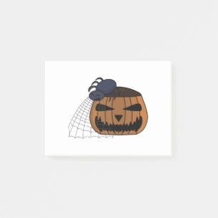 Spider in the web in the halloween pumpkin post-it notes