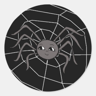 Spider in Web Halloween Classic Round Sticker