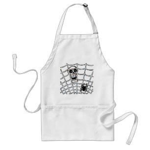 Spider in Web with Skull Halloween Apron