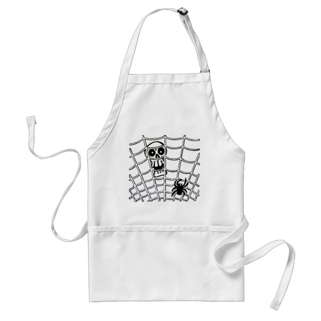 Spider in Web with Skull Halloween Apron (Front)