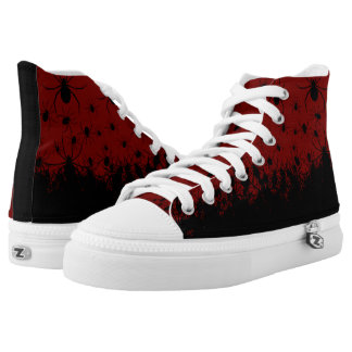 Spider infested creepy goth blood red high tops