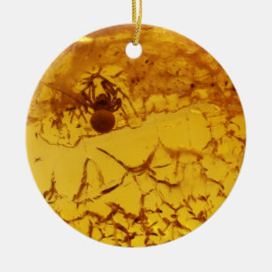 Spider inside amber ceramic tree decoration