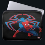 Spider-Man & Spider Character Art Laptop Sleeve<br><div class="desc">Spider-Man | Spider-Man is crouched here in front of a large red and blue spider icon.</div>