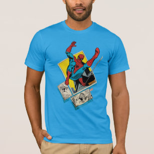 Spider-Man Swinging Out Of Comic Panels T-Shirt