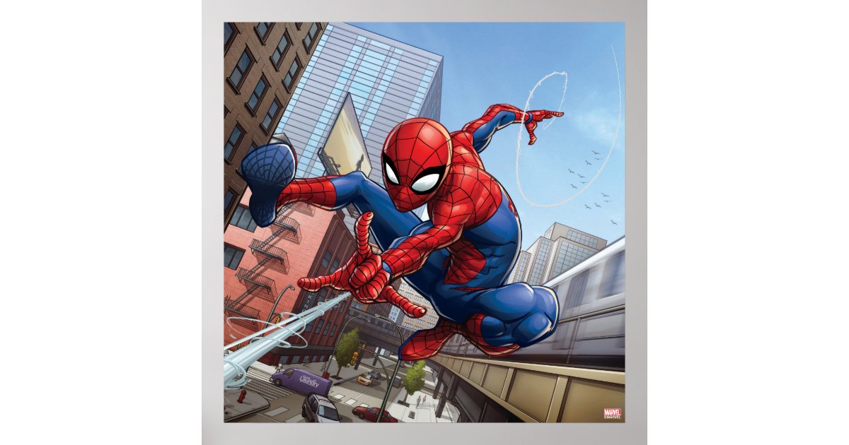 Spider-Man Web Slinging By Train Poster | Zazzle
