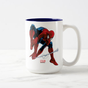 Spider-Man Web Slinging From Daily Bugle Two-Tone Coffee Mug