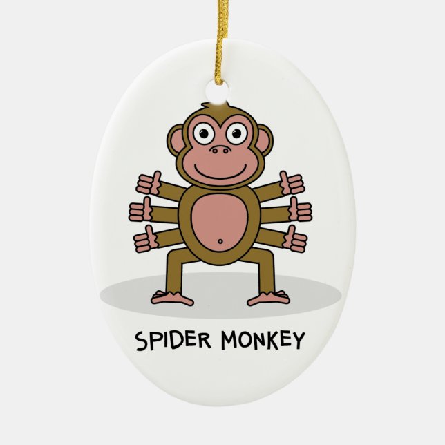 Spider Monkey Ceramic Ornament (Front)