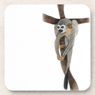 spider monkey pen art coaster