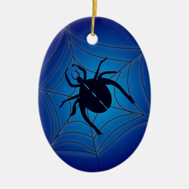 Spider on web ceramic tree decoration (Front)