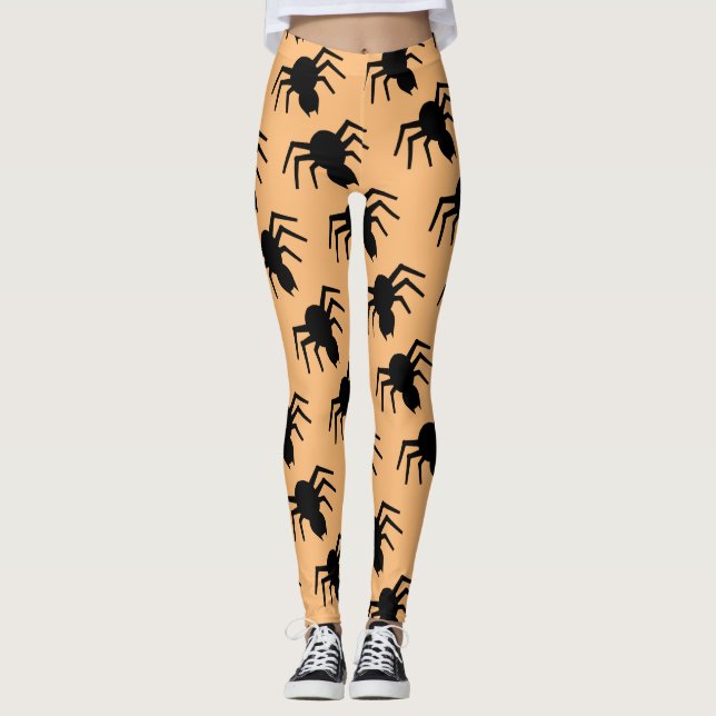 Spider pattern black orange leggings (Front)