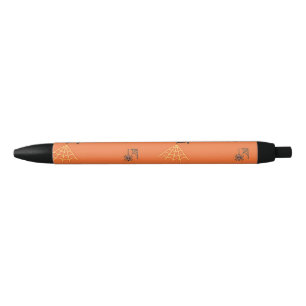 Spider pattern on orange black ink pen