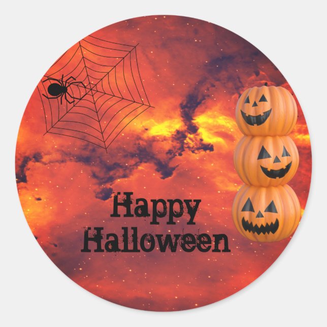 Spider Pumpkins Halloween Classic Round Sticker (Front)