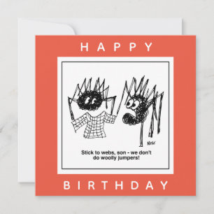 Spider says "Stick to Webs" Cartoon. Card