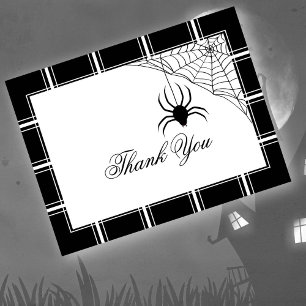 Spider Thank You Halloween Black Postcard