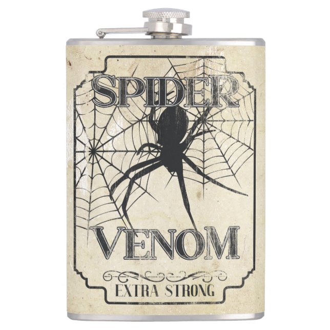 Spider Venom - Dark Gothic Humour Hip Flask (Front)