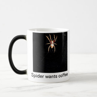 Spider wants coffee magic mug