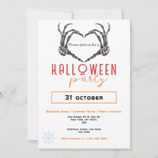 Spider Wave Skeleton Hand Business Halloween Party Invitation