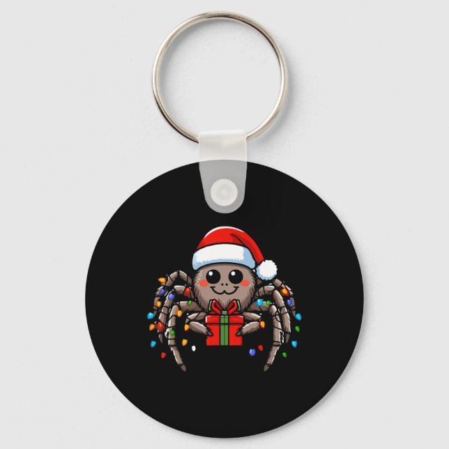 Spider Wearing Santa Hat Christmas Xmas Pyjamas  Key Ring (Front)