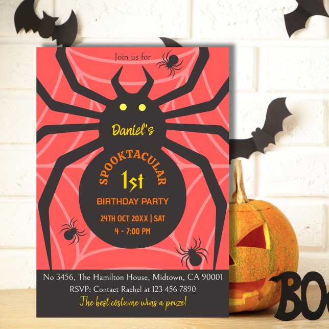 Spider Web 1st Birthday spooky Halloween Party Invitation (Creator Uploaded)