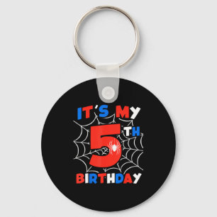 Spider Web 5th Birthday Party 5 Year Old Birthday Key Ring