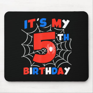 Spider Web 5th Birthday Party 5 Year Old Birthday Mouse Pad