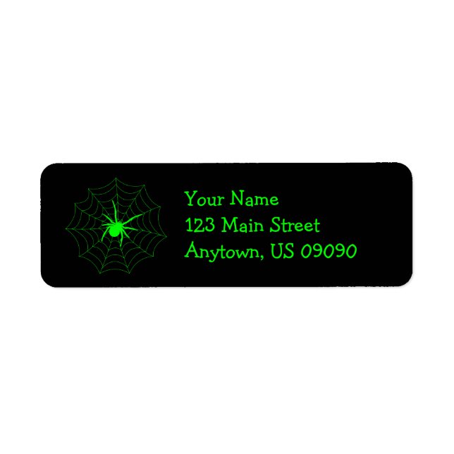 Spider Web Address Labels (Green) (Front)