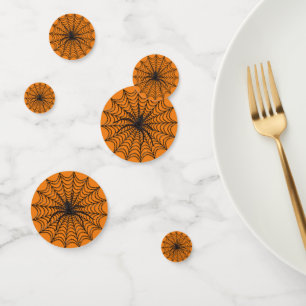 Spider Web And Black Spider Halloween Confetti